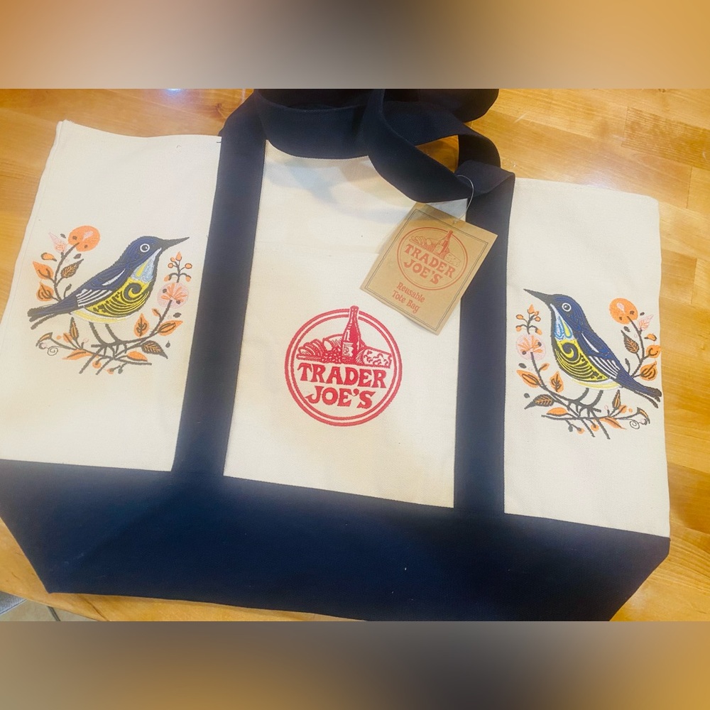 NWT Trader Joe's Reusable Canvas Tote Bag - Picture 5 of 8